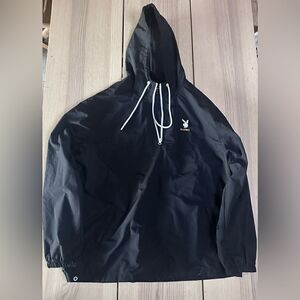 Playboy x PAC Sun hooded windbreaker - Black with white text in XL